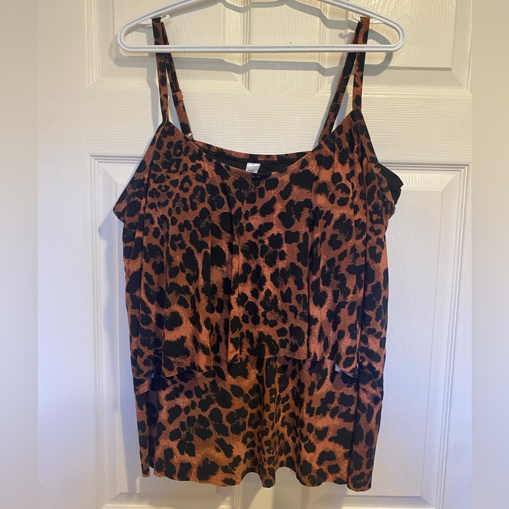 Maurices American Beach Plus 2X Leopard Print Swim Tankini Top